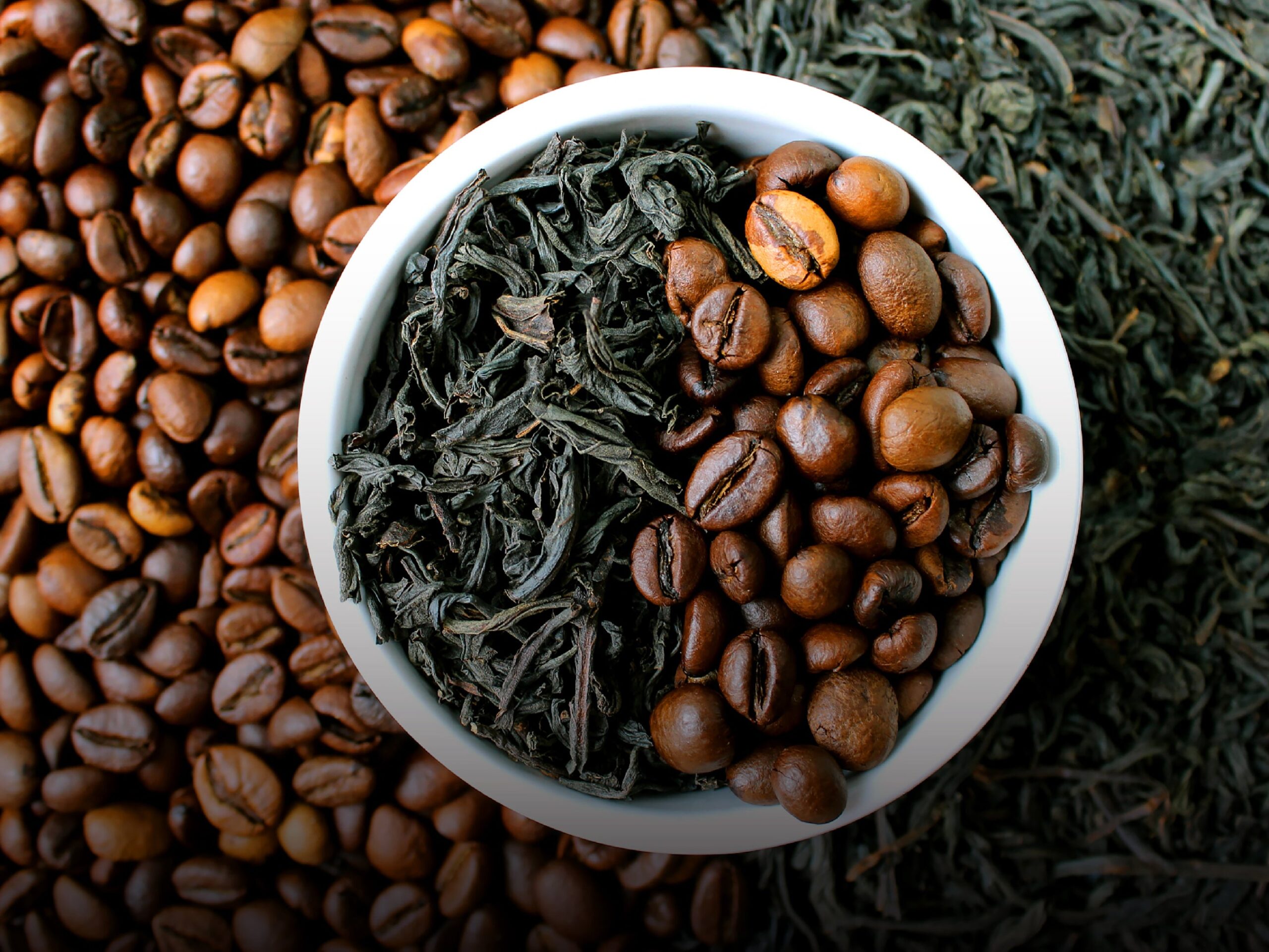 blog cover photo with coffee beans and tea leaves for market reports
