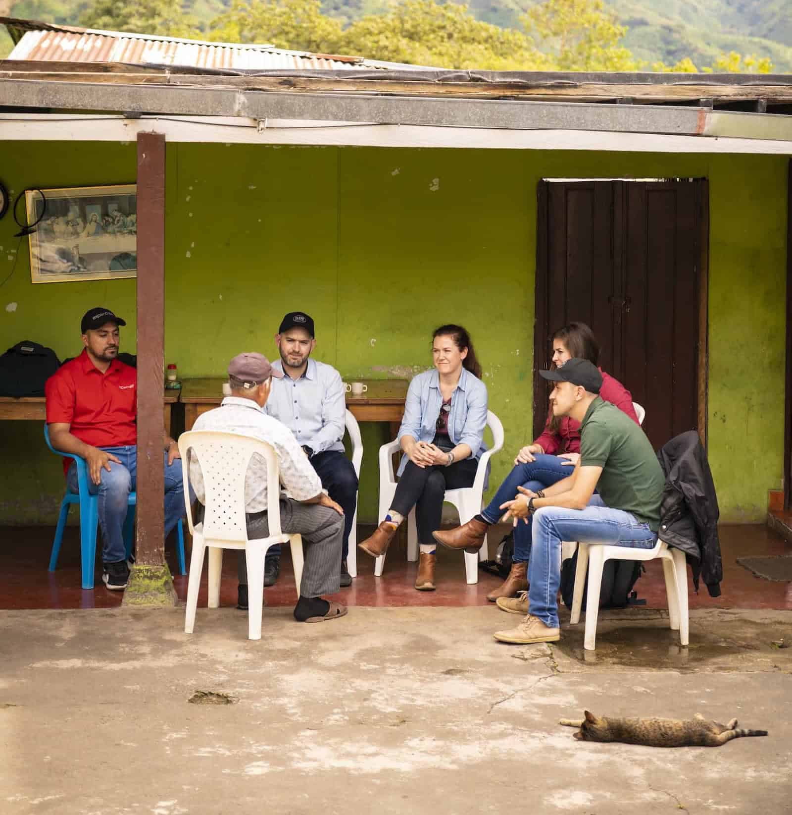 Farmers and producers sitting outside as part of the Westrock's private label manufacturers.